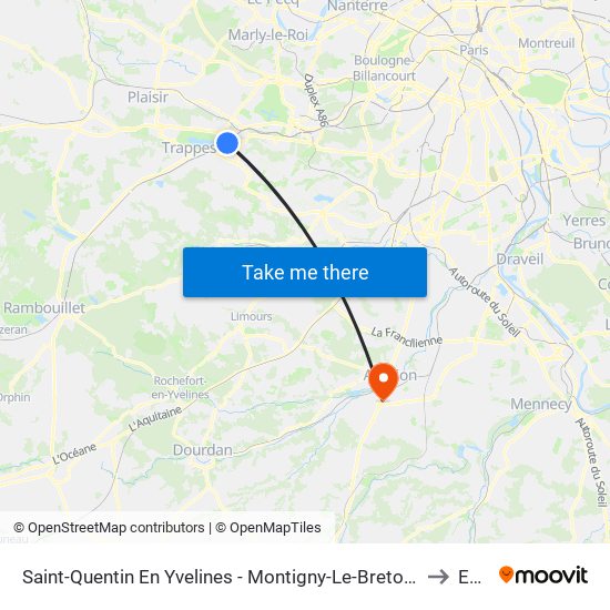 Saint-Quentin En Yvelines - Montigny-Le-Bretonneux to Egly map
