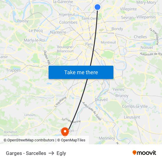 Garges - Sarcelles to Egly map