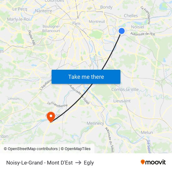 Noisy-Le-Grand - Mont D'Est to Egly map