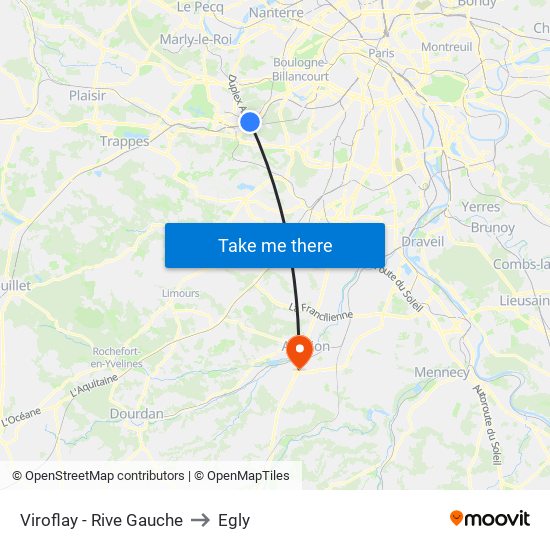 Viroflay - Rive Gauche to Egly map