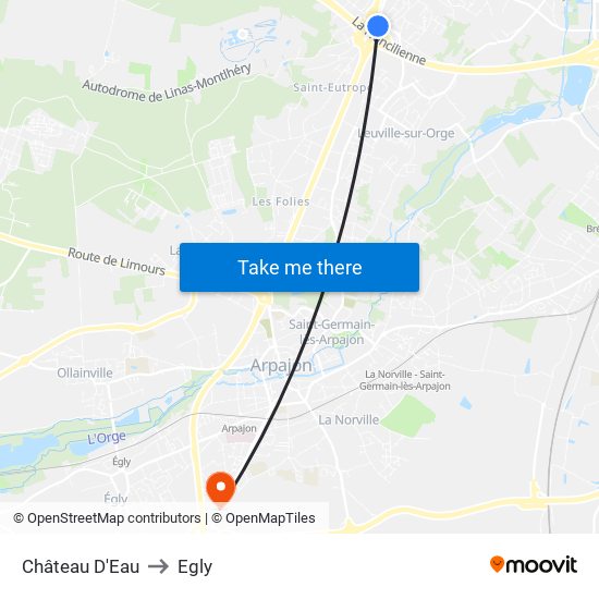 Château D'Eau to Egly map