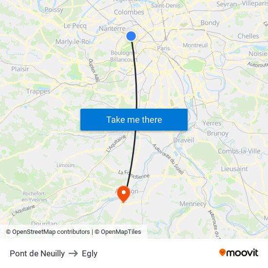 Pont de Neuilly to Egly map