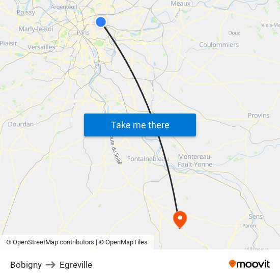 Bobigny to Egreville map