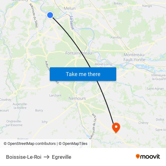 Boissise-Le-Roi to Egreville map