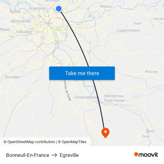 Bonneuil-En-France to Egreville map