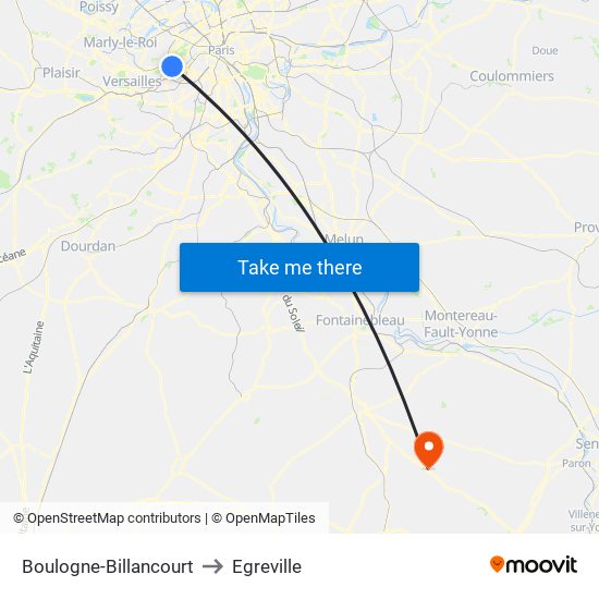 Boulogne-Billancourt to Egreville map