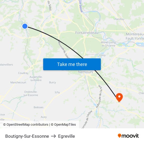 Boutigny-Sur-Essonne to Egreville map
