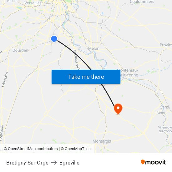 Bretigny-Sur-Orge to Egreville map