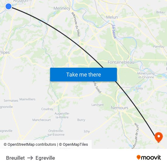 Breuillet to Egreville map