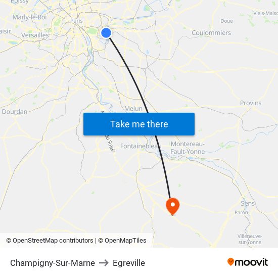 Champigny-Sur-Marne to Egreville map
