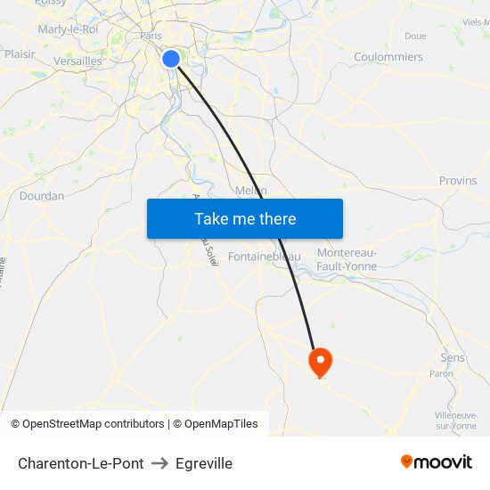 Charenton-Le-Pont to Egreville map
