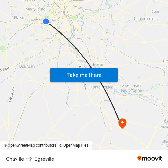 Chaville to Egreville map