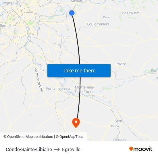 Conde-Sainte-Libiaire to Egreville map