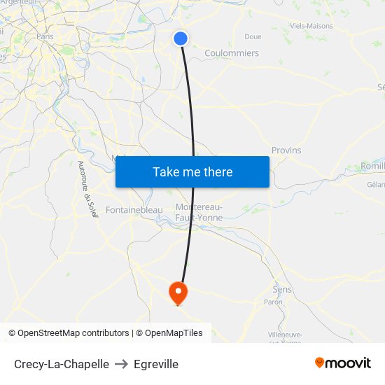 Crecy-La-Chapelle to Egreville map