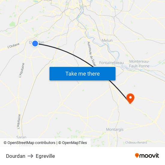 Dourdan to Egreville map