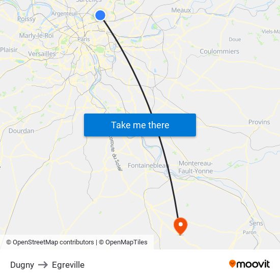 Dugny to Egreville map