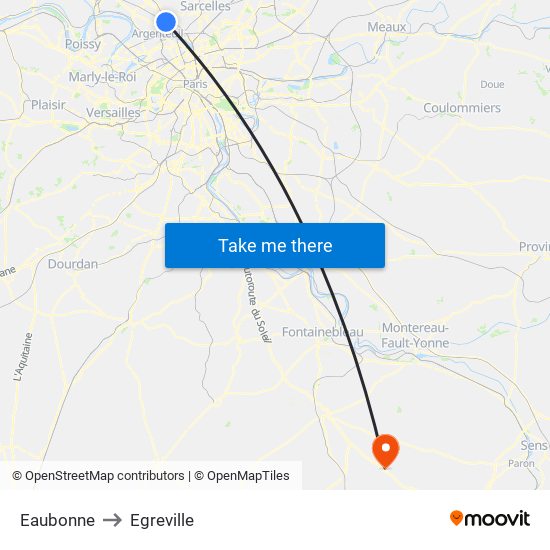 Eaubonne to Egreville map