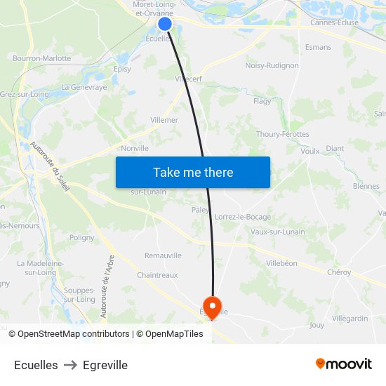 Ecuelles to Egreville map