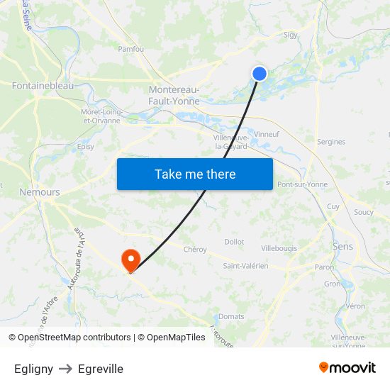 Egligny to Egreville map