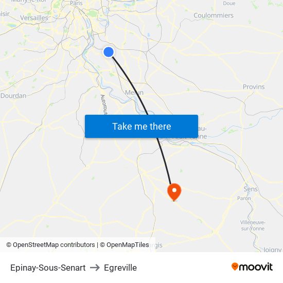 Epinay-Sous-Senart to Egreville map