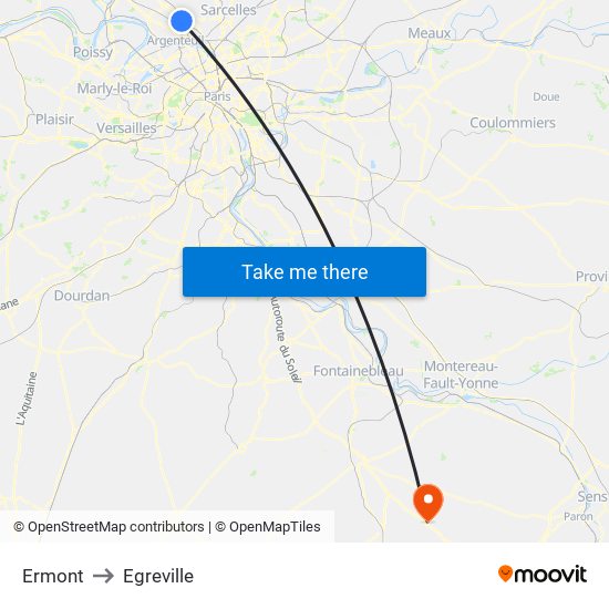 Ermont to Egreville map