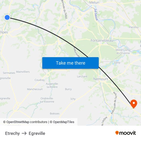 Etrechy to Egreville map