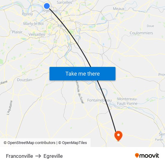 Franconville to Egreville map
