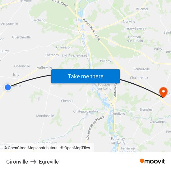 Gironville to Egreville map