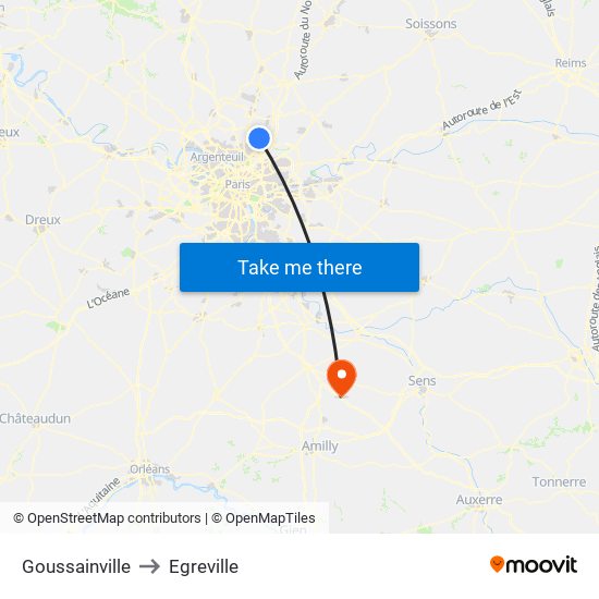 Goussainville to Egreville map