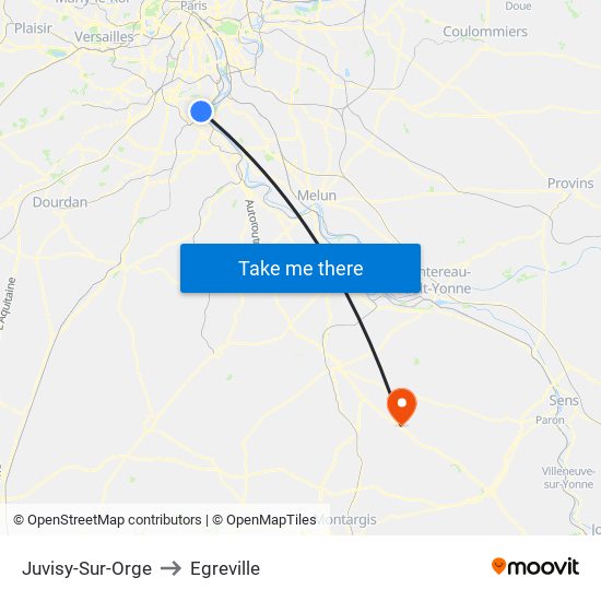 Juvisy-Sur-Orge to Egreville map