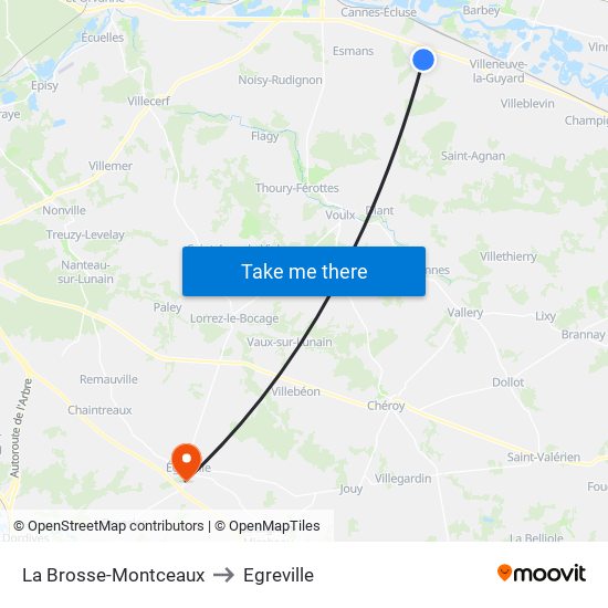 La Brosse-Montceaux to Egreville map