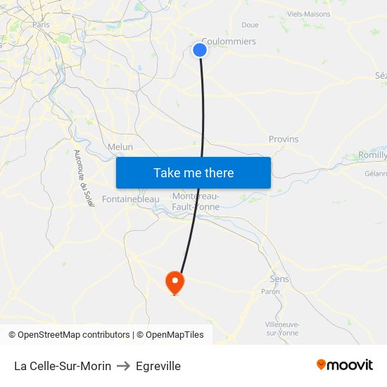 La Celle-Sur-Morin to Egreville map