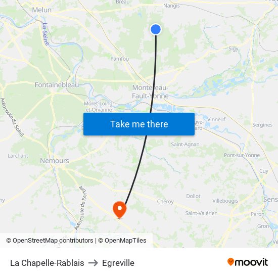 La Chapelle-Rablais to Egreville map