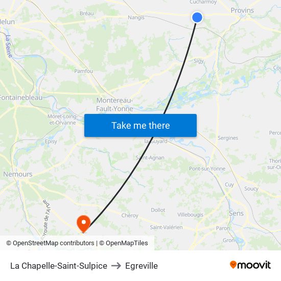 La Chapelle-Saint-Sulpice to Egreville map