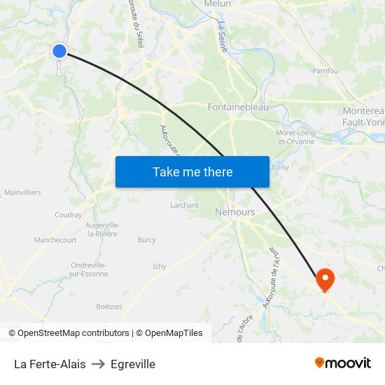 La Ferte-Alais to Egreville map