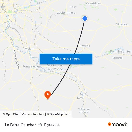 La Ferte-Gaucher to Egreville map