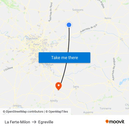 La Ferte-Milon to Egreville map