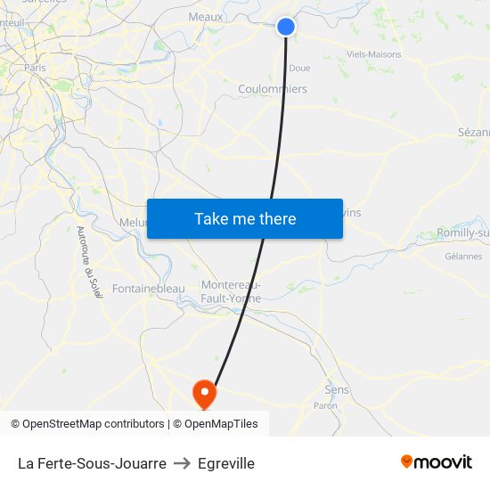 La Ferte-Sous-Jouarre to Egreville map