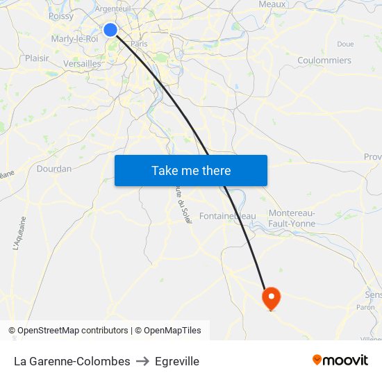 La Garenne-Colombes to Egreville map