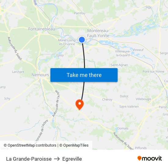 La Grande-Paroisse to Egreville map