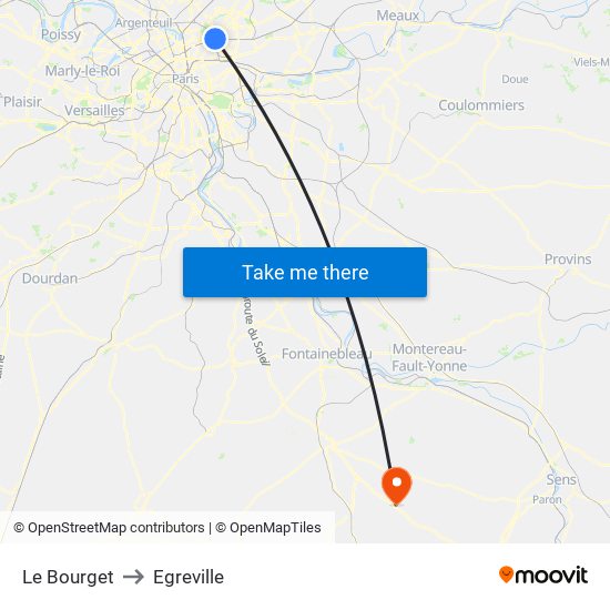 Le Bourget to Egreville map