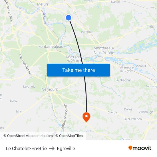 Le Chatelet-En-Brie to Egreville map