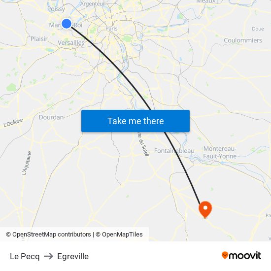 Le Pecq to Egreville map