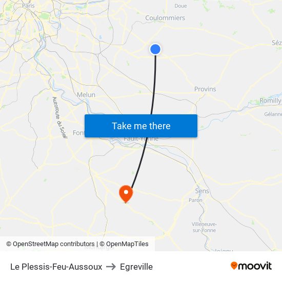 Le Plessis-Feu-Aussoux to Egreville map