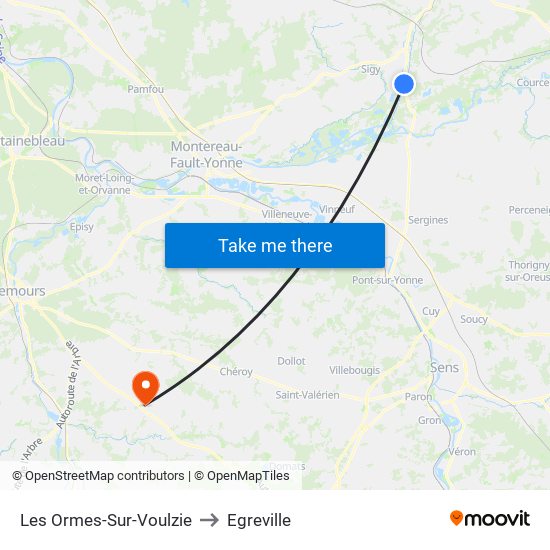 Les Ormes-Sur-Voulzie to Egreville map