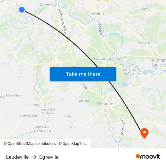 Leudeville to Egreville map