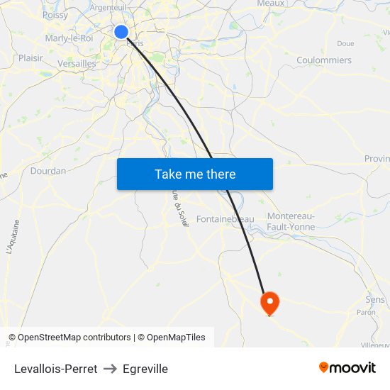 Levallois-Perret to Egreville map