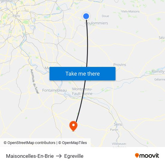 Maisoncelles-En-Brie to Egreville map