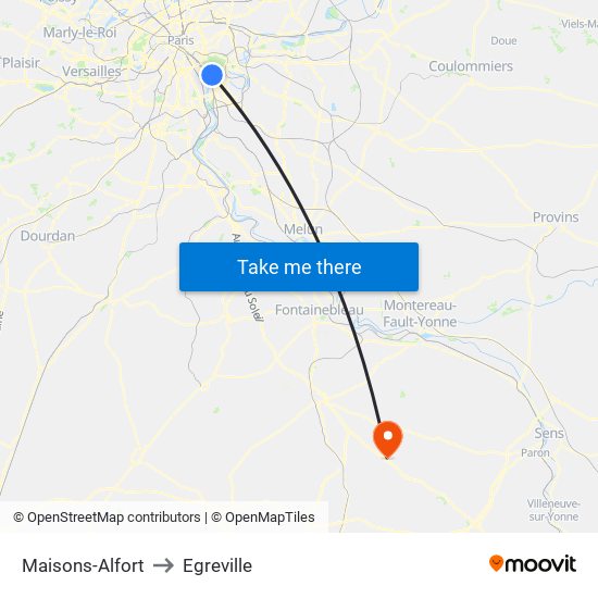 Maisons-Alfort to Egreville map