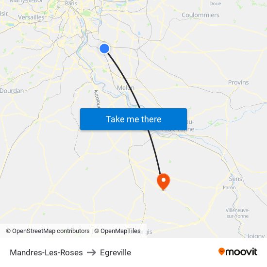 Mandres-Les-Roses to Egreville map
